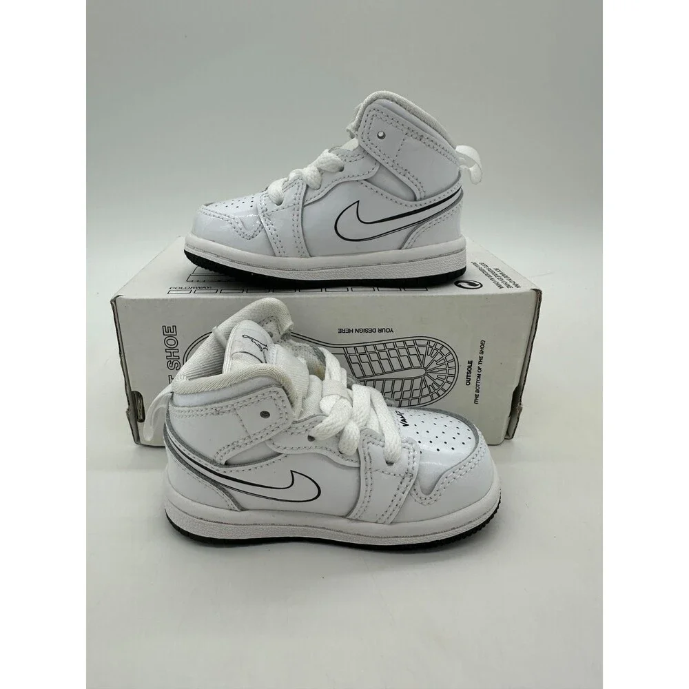 Jordan 1 Mid TD Childrens size 4C Schematic White Black Shoes DQ1865 100